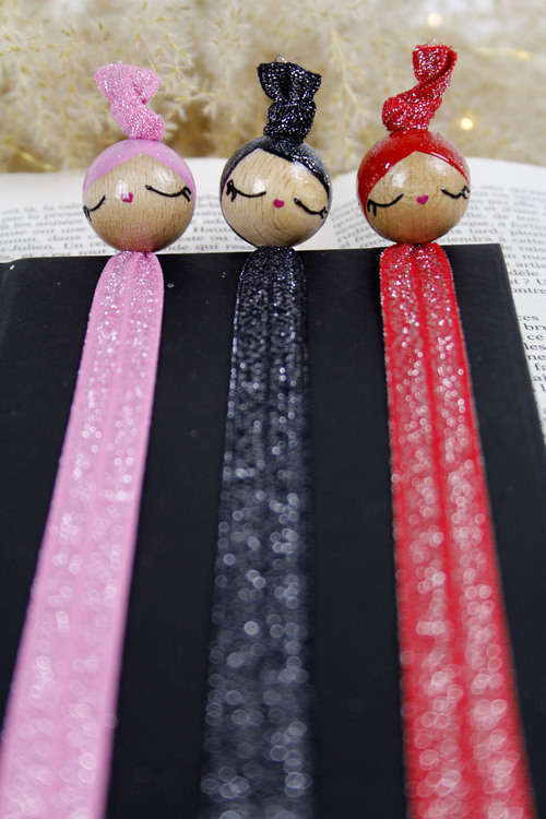 (image pour) Marque Page Elastique Paillette Rose